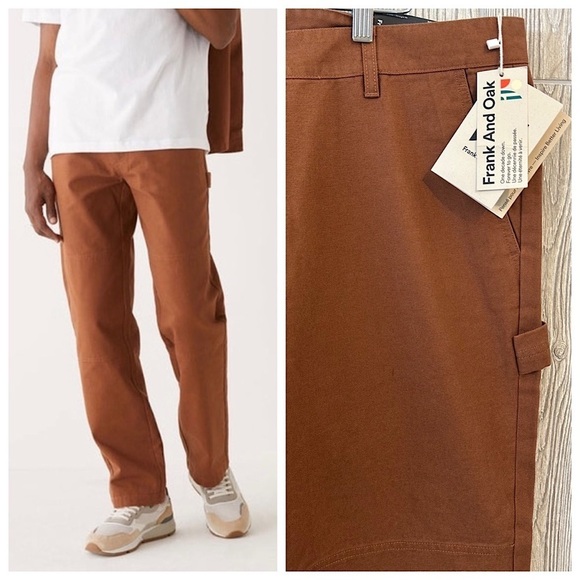 Frank & Oak Other - NEW! FRANK AND OAK CARPENTER Pant Tortoise Brown Mens Size 38 x 34 Straight Leg